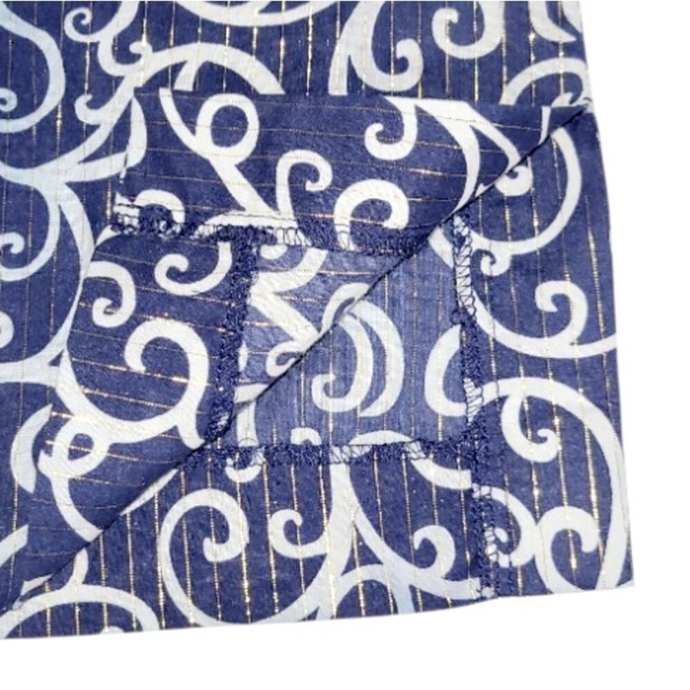 Lilly Pulitzer Notch Neck Shift Dress Size 10 Navy White Gold Metallic Stripe - Picture 9 of 13